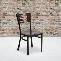Flash Furniture XU-DG-6G5B-WAL-MTL-GG HERCULES Series Black Decorative Slat Back Metal Restaurant Chair and Seat